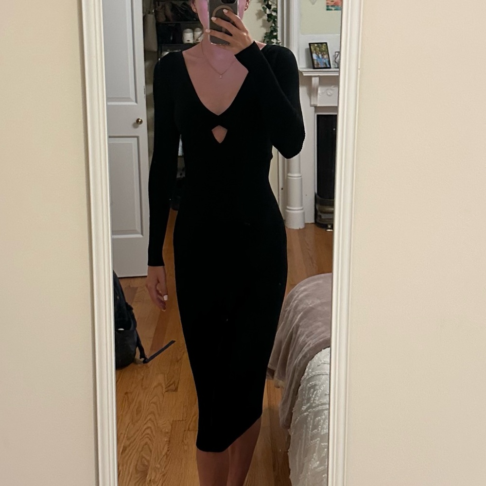 Intermix black knit midi dress